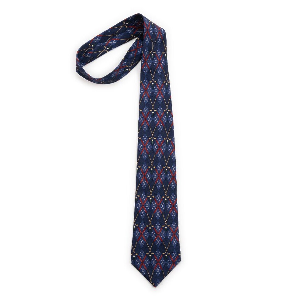 TOMMY HILFIGER golf argyle print silk neck tie